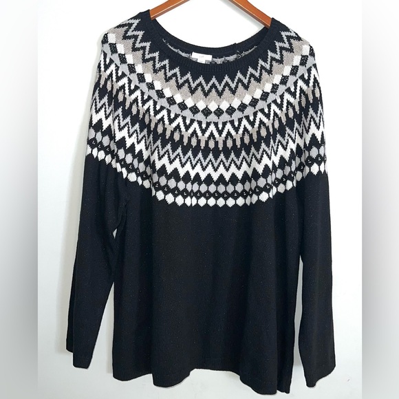 J. Jill Sweaters - J. Jill Plus Sized Fair Isle Nordic Metallic Sweater Sz 2X